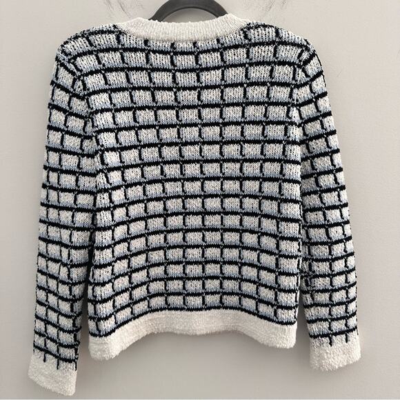 Veronica Beard Lavigne Sweater Jacket Size Large in Blue/White/Black Cotton XS - Picture 6 of 11